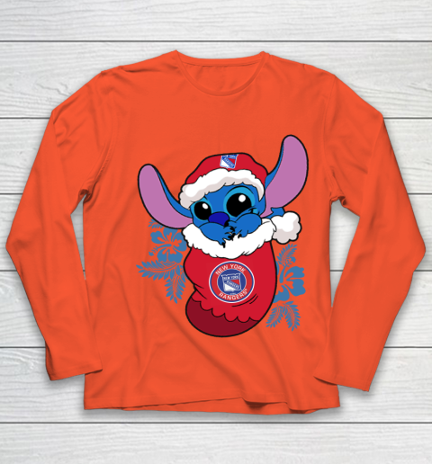 New York Rangers Christmas Stitch In The Sock Funny Disney NHL Youth Long Sleeve 4