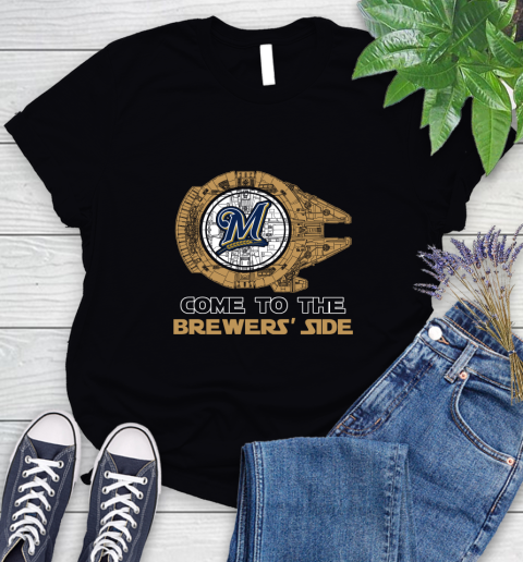 MLB Come To The Milwaukee Brewers Side Star Wars Baseball Sports Women's T-Shirt
