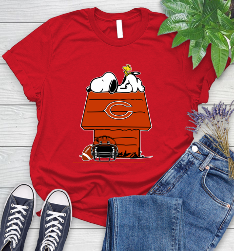 Chicago Bears NFL Football Snoopy Woodstock The Peanuts Movie Women's T-Shirt 9