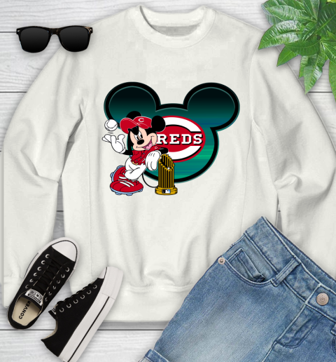 MLB Cincinnati Reds The Commissioner's Trophy Mickey Mouse Disney Youth Sweatshirt