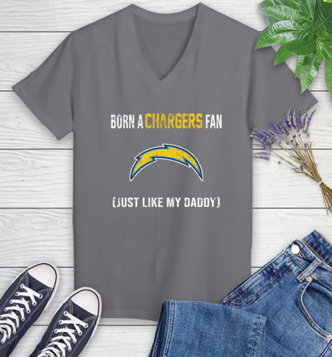 NFL Los Angeles Chargers Football Loyal Fan Just Like My Daddy Shirt Women's V-Neck T-Shirt 9