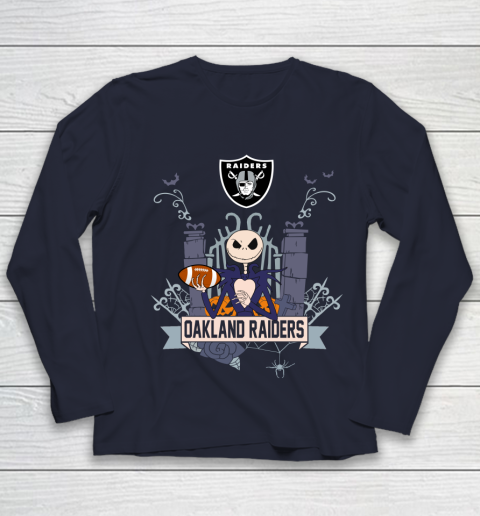 NFL Oakland Raiders Football Jack Skellington Halloween Youth Long Sleeve 2