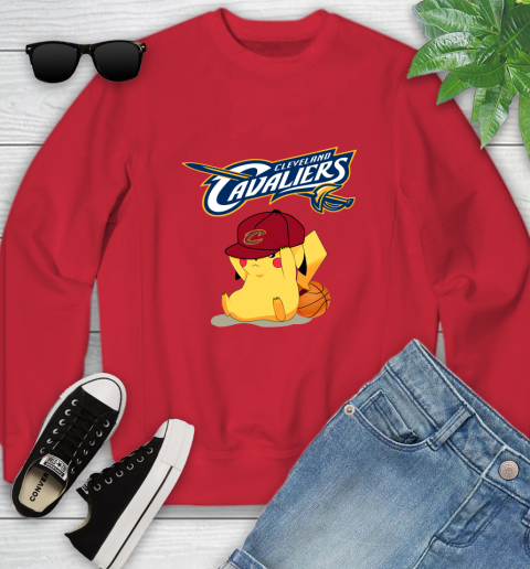 NBA Pikachu Basketball Sports Cleveland Cavaliers Youth Sweatshirt 9