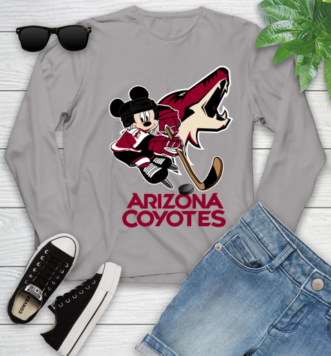 NHL Arizona Coyotes Mickey Mouse Disney Hockey T Shirt Youth Long Sleeve 5