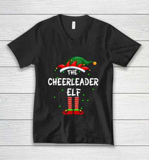 Cheerleader Elf Family Matching Group Funny Christmas Pajama V-Neck T-Shirt