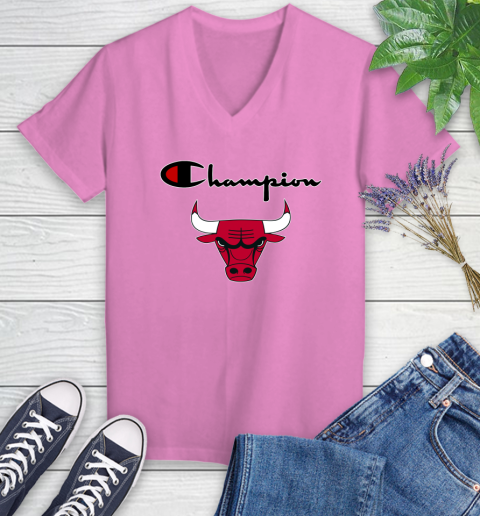 NBA Basketball Chicago Bulls Champion Shirt Women's V-Neck T-Shirt 10
