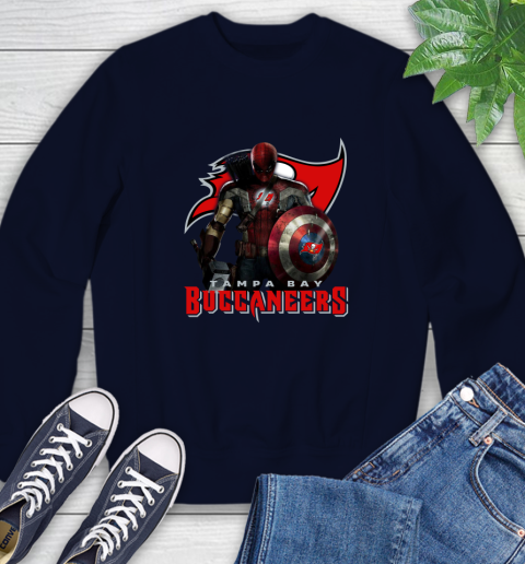 NFL Captain America Thor Spider Man Hawkeye Avengers Endgame Football Tampa Bay Buccaneers Sweatshirt 3