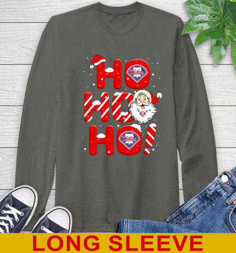 Philadelphia Phillies MLB Baseball Ho Ho Ho Santa Claus Merry Christmas Shirt Long Sleeve T-Shirt 10
