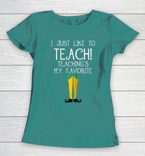 Cute TEACHER ELF Christmas T Shirt I Just Like to Women's T-Shirt 10