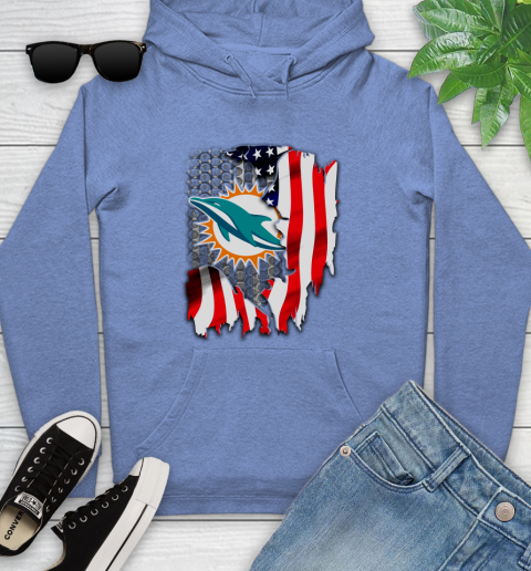 Miami Dolphins NFL Football American Flag Youth Hoodie - Image 14