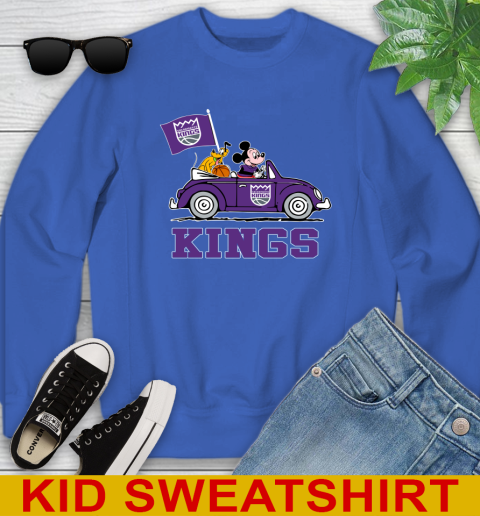 NBA Basketball Sacramento Kings Pluto Mickey Driving Disney Shirt Youth Sweatshirt 7