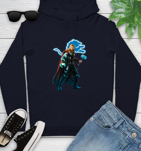 NFL Thor Avengers Endgame Football Detroit Lions Youth Hoodie 4