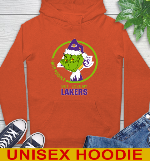 Los Angeles Lakers NBA Christmas Grinch I Hate People But I Love My Favorite Basketball Team Hoodie 5