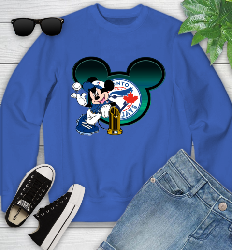 MLB Toronto Blue Jays The Commissioner's Trophy Mickey Mouse Disney Youth Sweatshirt 8