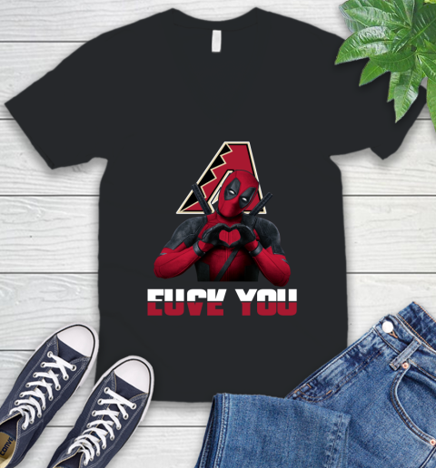 MLB Arizona Diamondbacks Deadpool Love You Fuck You Baseball Sports V-Neck T-Shirt
