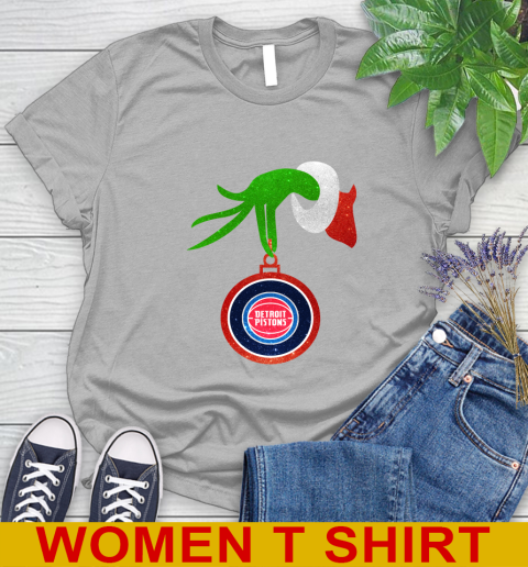 Detroit Pistons Grinch Merry Christmas NBA Basketball Women's T-Shirt 5