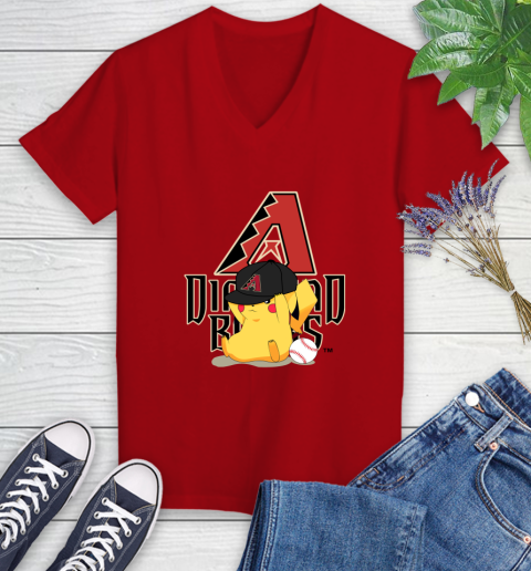 MLB Pikachu Baseball Sports Arizona Diamondbacks Women's V-Neck T-Shirt 12