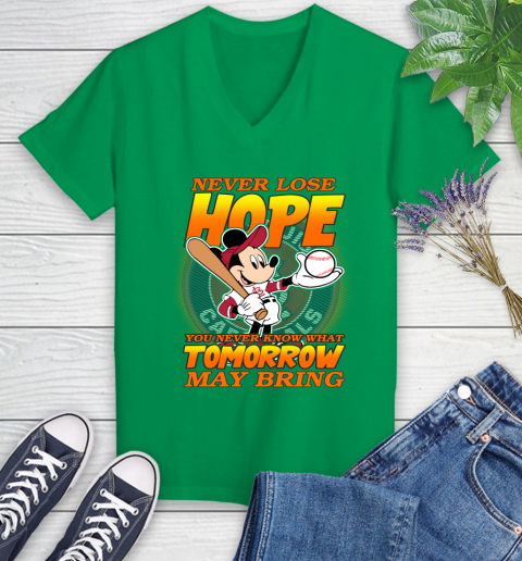 St.Louis Cardinals MLB Baseball Mickey Disney Never Lose Hope Women's V-Neck T-Shirt 5