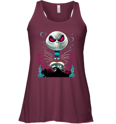 NFL New York Jets Jack Skellington Sally The Nightmare Before Christmas Football WUHDXrCuNJI flowy tank 32 95 151514 front maroon