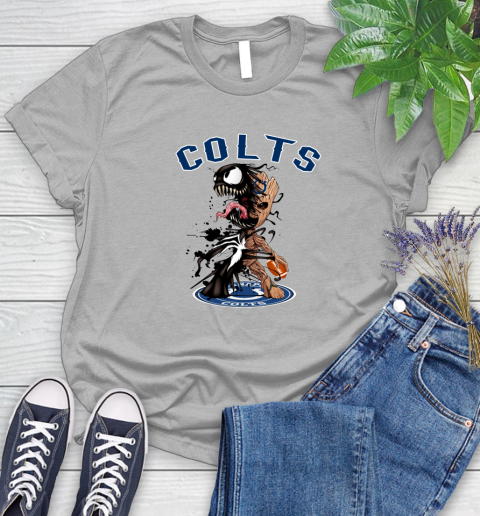 NFL Indianapolis Colts Football Venom Groot Guardians Of The Galaxy Women's T-Shirt 5