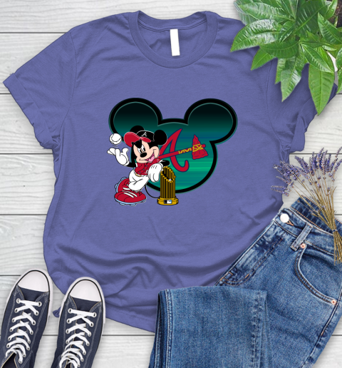 MLB Atlanta Braves The Commissioner's Trophy Mickey Mouse Disney Women's T-Shirt 11