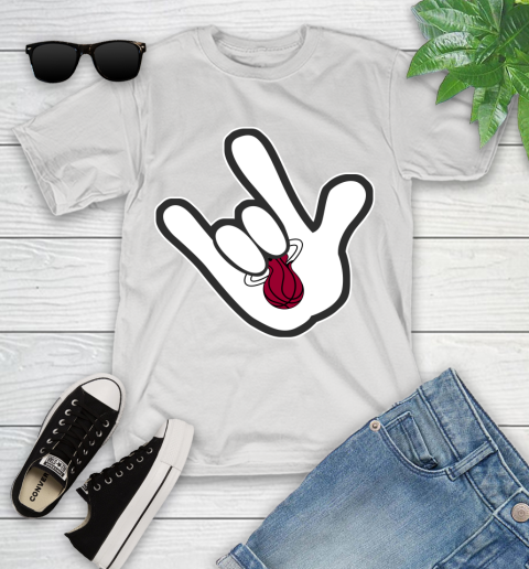 Miami Heat NBA Basketball Mickey Rock Hand Disney Youth T-Shirt