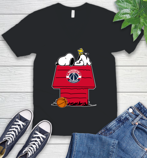 Washington Wizards NBA Basketball Snoopy Woodstock The Peanuts Movie V-Neck T-Shirt 2