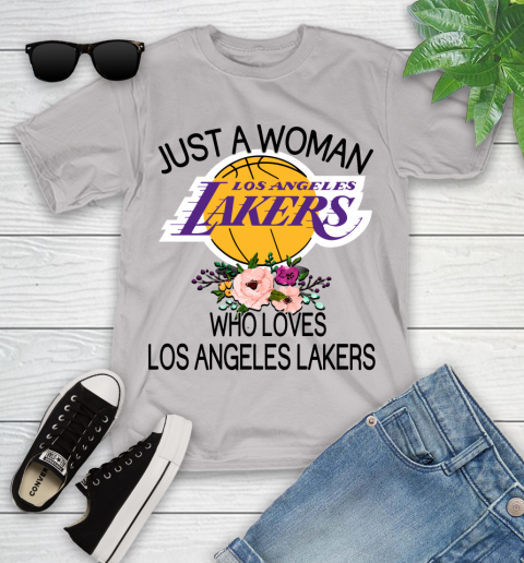 NBA Just A Woman Who Loves Los Angeles Lakers Basketball Sports Youth T-Shirt 10