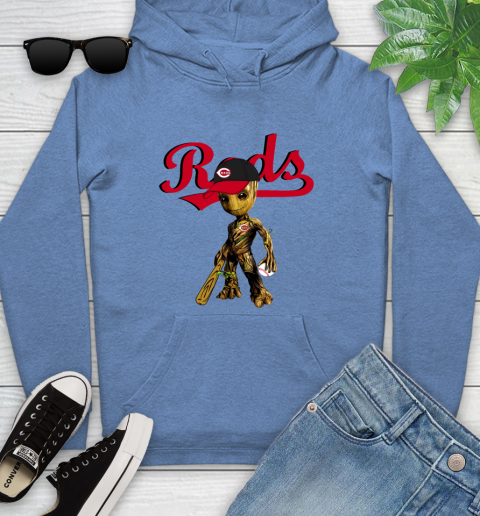 MLB Cincinnati Reds Groot Guardians Of The Galaxy Baseball Youth Hoodie 12