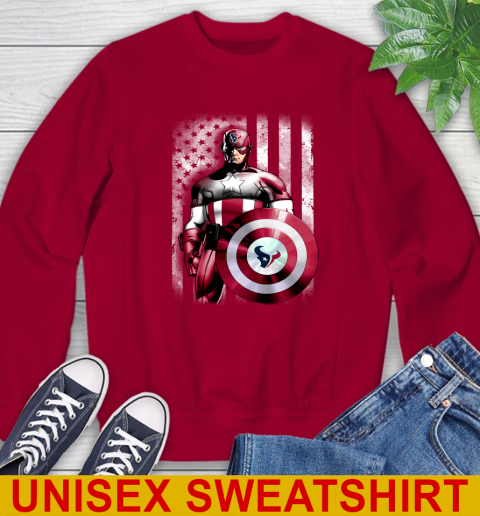 Houston Texans NFL Football Captain America Marvel Avengers American Flag Shirt Sweatshirt 9