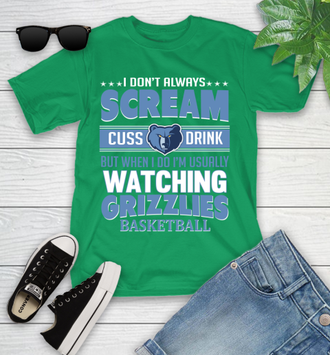 Memphis Grizzlies NBA Basketball I Scream Cuss Drink When I'm Watching My Team Youth T-Shirt 8