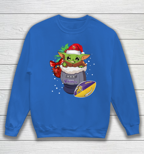 Minnesota Vikings Christmas Baby Yoda Star Wars Funny Happy NFL Sweatshirt 7