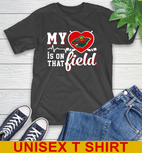 NHL My Heart Is On That Field Hockey Sports Minnesota Wild T-Shirt