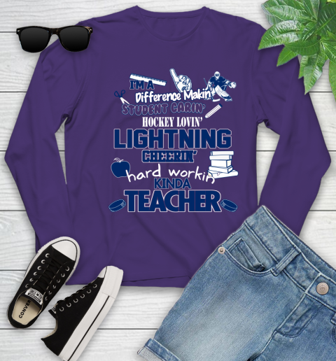 Tampa Bay Lightning NHL I'm A Difference Making Student Caring Hockey Loving Kinda Teacher Youth Long Sleeve 4