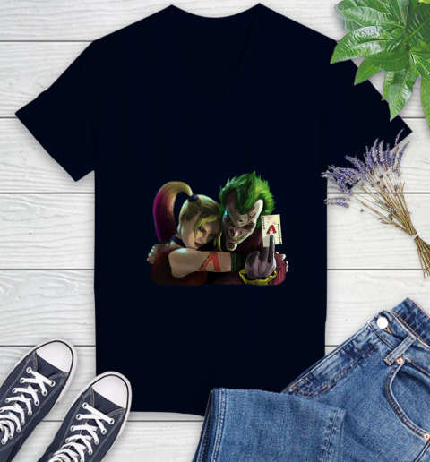 Arizona Diamondbacks MLB Baseball Joker Harley Quinn Suicide Squad Women's V-Neck T-Shirt 3