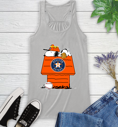 MLB Houston Astros Snoopy Woodstock The Peanuts Movie Baseball T Shirt Racerback Tank