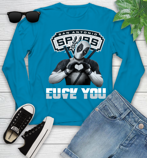 NBA San Antonio Spurs Deadpool Love You Fuck You Basketball Sports Youth Long Sleeve 8