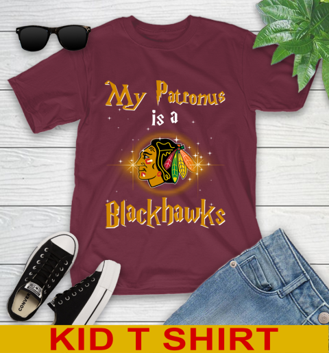 NHL Hockey Harry Potter My Patronus Is A Chicago Blackhawks Youth T-Shirt 5