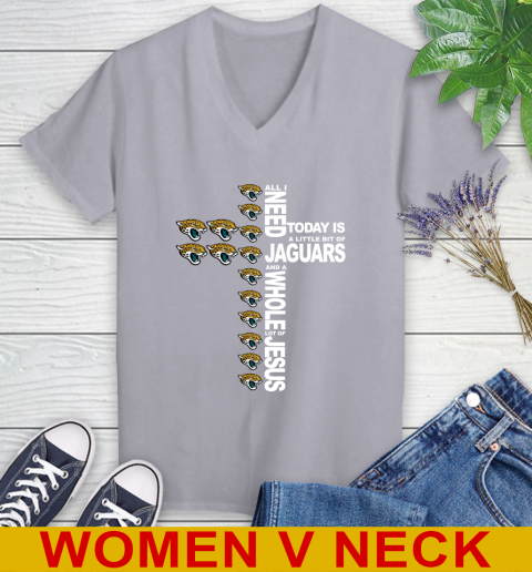 NFL All I Need Today Is A Little Bit Of Jacksonville Jaguars Cross Shirt Women's V-Neck T-Shirt 4