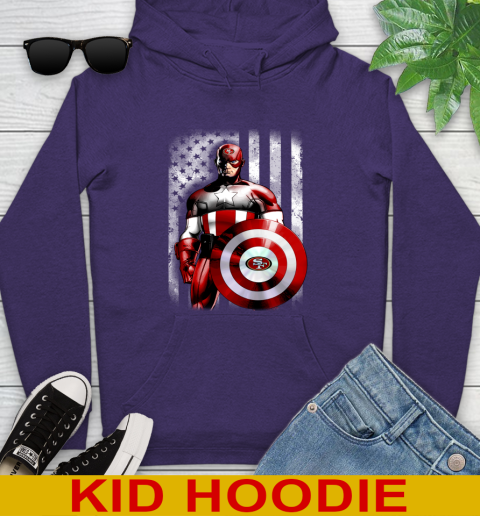 San Francisco 49ers NFL Football Captain America Marvel Avengers American Flag Shirt Youth Hoodie 5