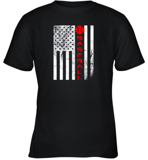 USA Red White  Vintage American Flag Baseball Gift Youth T-Shirt