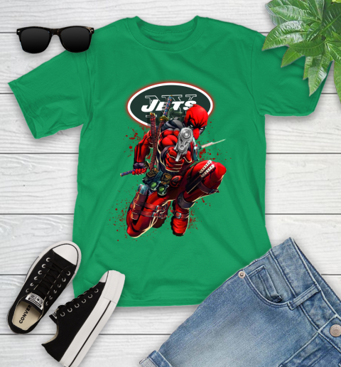 NFL Deadpool Marvel Comics Sports Football New York Jets Youth T-Shirt 6