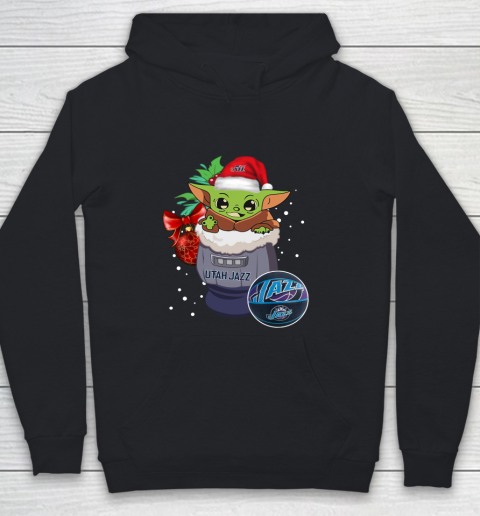 Utah Jazz Christmas Baby Yoda Star Wars Funny Happy NBA Youth Hoodie