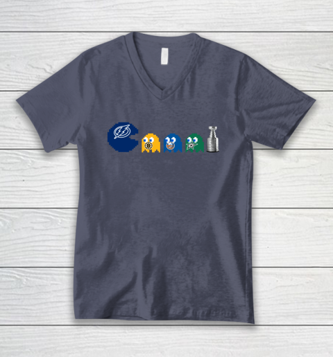 Tampa Bay Lightning x Pacman Create History For Stanley Cup V-Neck T-Shirt 8