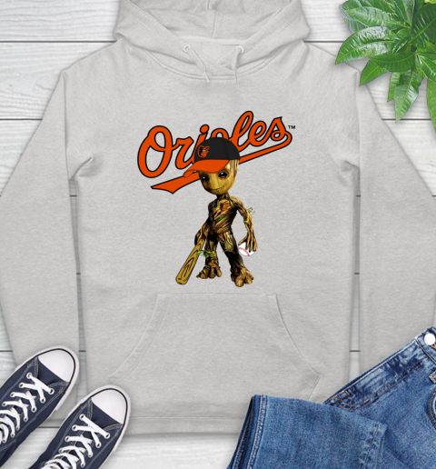 MLB Baltimore Orioles Groot Guardians Of The Galaxy Baseball Hoodie