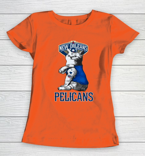 NBA Basketball My Cat Loves New Orleans Pelicans Women's T-Shirt 3