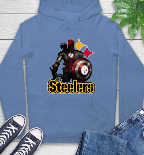 NFL Captain America Thor Spider Man Hawkeye Avengers Endgame Football Pittsburgh Steelers Hoodie 11