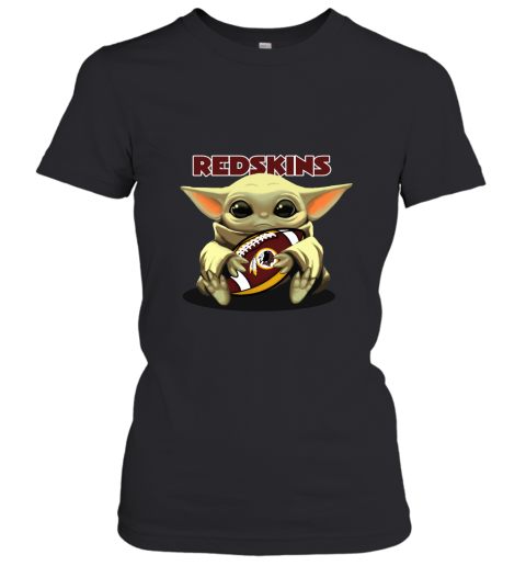 Baby Yoda Loves The Washington Redskins Star Wars NFL Women's T-Shirt