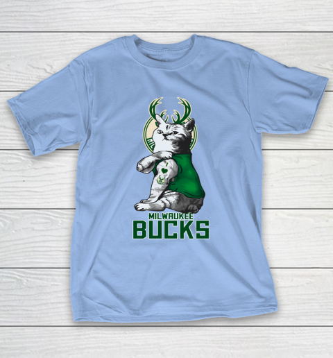 NBA Basketball My Cat Loves Milwaukee Bucks T-Shirt 10