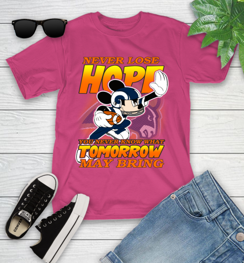 Los Angeles Rams NFL Football Mickey Disney Never Lose Hope Youth T-Shirt 11
